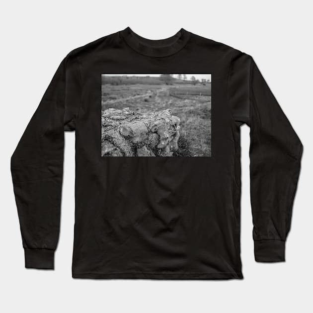 Ancient stone wall at a historical Roman camp in rural Norfolk, UK Long Sleeve T-Shirt by yackers1